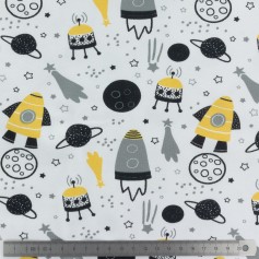 jersey motif espace fond blanc Stenzo textiles