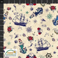 Tissu my seven sea trois mâts Stof Fabrics