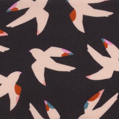 Tissu oiseaux fond noir "Bold&Bloom" rayonne Dashwood