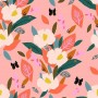 Tissu nature fond rose "Bold&Bloom" Dashwood studio