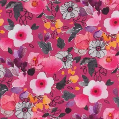 Tissu fleurs fond fushia "Flora" Dashwood studio