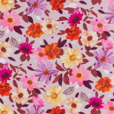 Tissu fleurs fond mauve "Flora" Dashwood studio