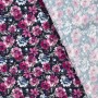 Tissu fleurs fuschia fond bleu marine