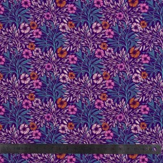 Tissu viscose imprimé fleurs fond violet
