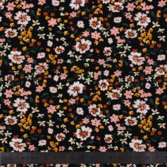 Tissu viscose imprimé petites fleurs fond noir