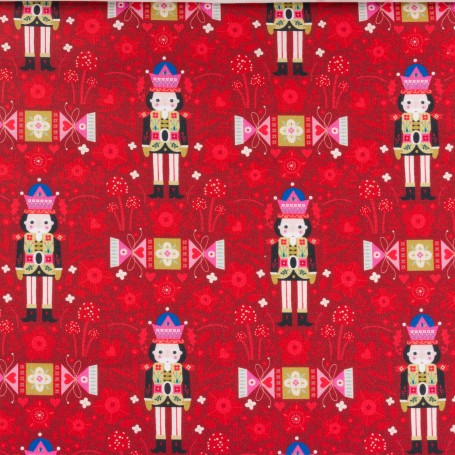 Tissu nordic noël fond rouge Dashwood Studio